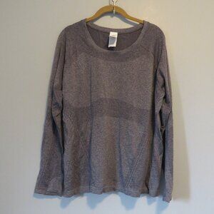 Athleta Momentum Long Sleeve Seamless Top Sz 2X Gray Blue Heathered Color